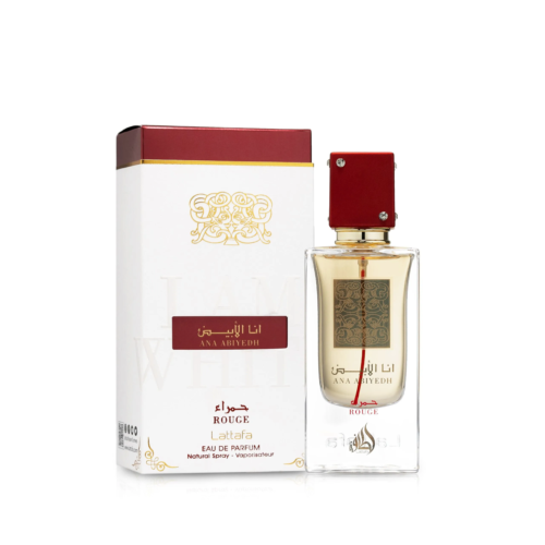 Ana Abiyedh Rouge 60ML luxury perfume bottle with elegant red and gold design